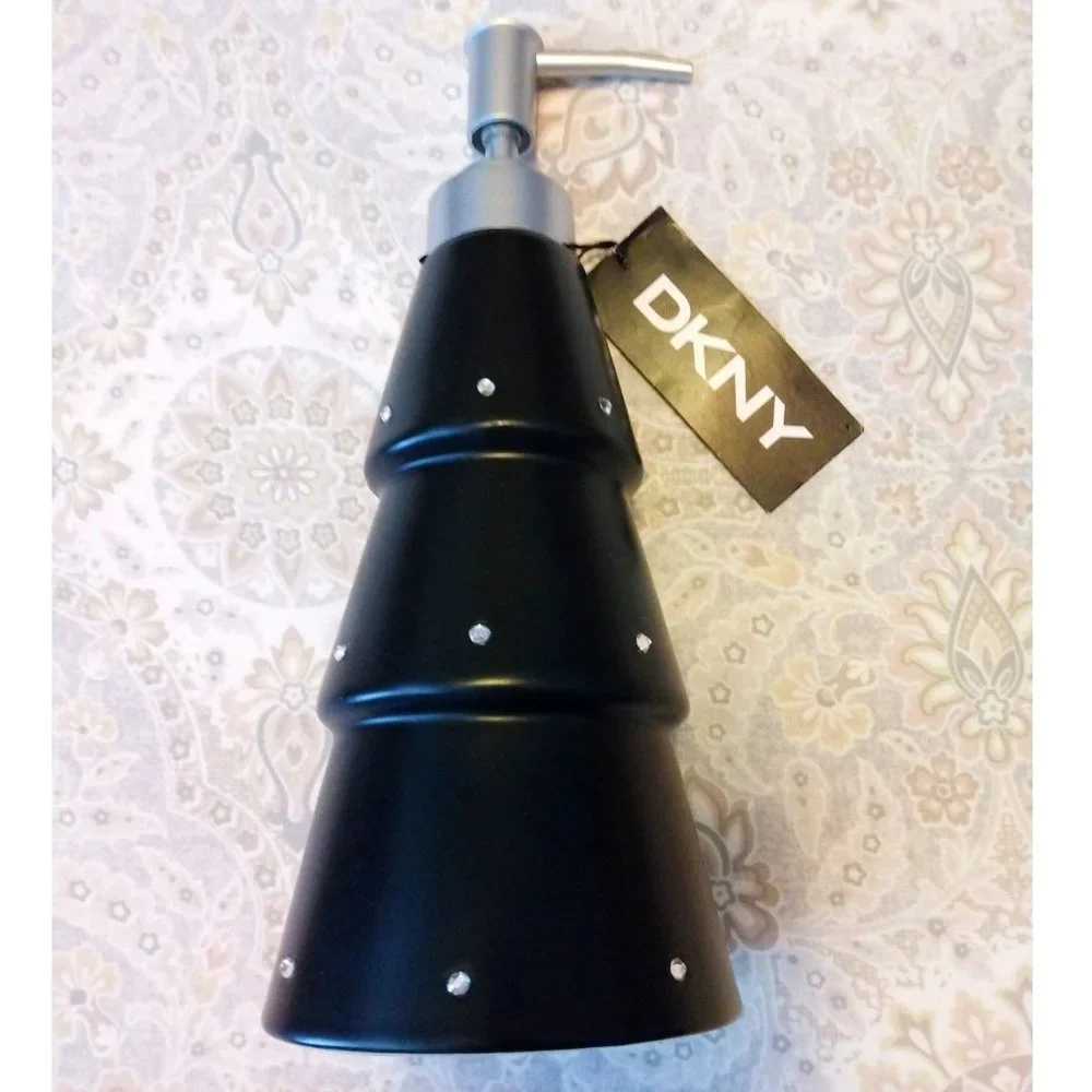 DKNY Black Tiered Rhinestone Studded Ceramic Soap Dispenser